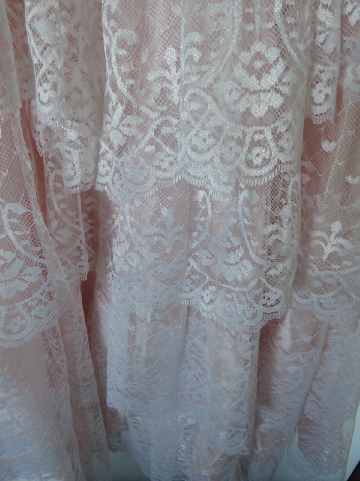 Vtg 1980s Flirtations Prom Gown quinceañera Belle Maxi Dress Princess Pink Lace