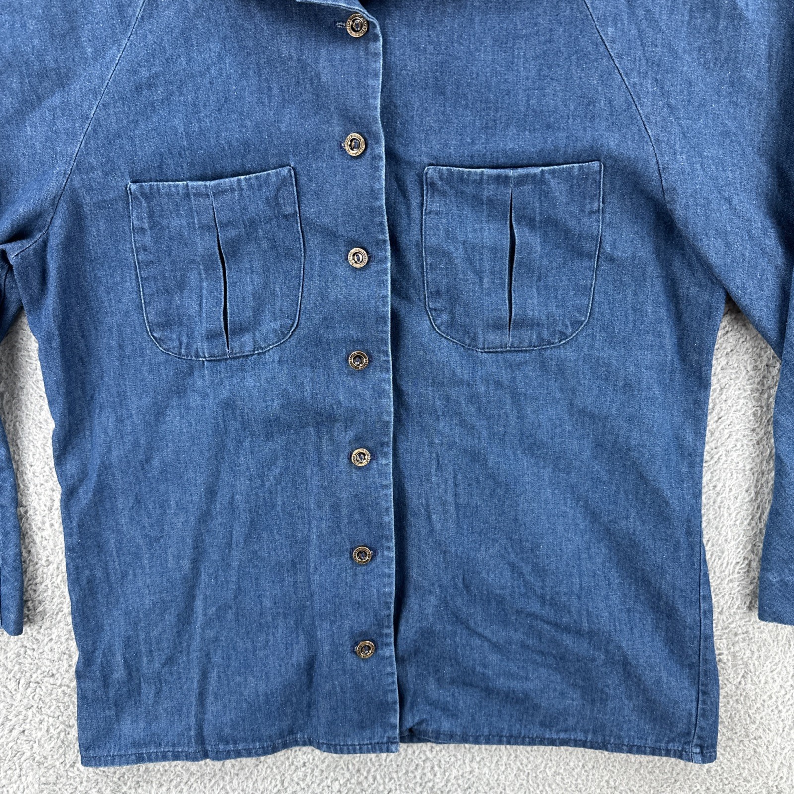 Vintage Donovan Galvani Of Dallas Women’s XL Blue Denim Cowgirl Button Up Shirt