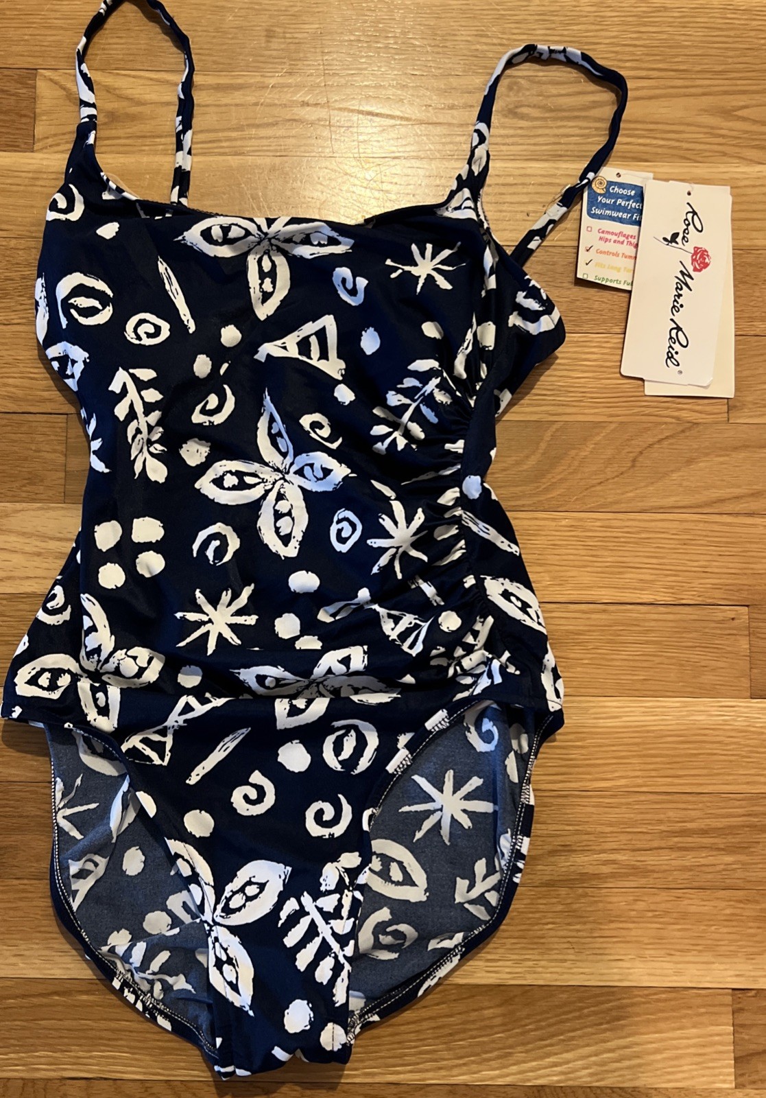 Vintage Rose Marie Reid Navy White Swim Suit Size 12 (Small) W/ TAGS READ