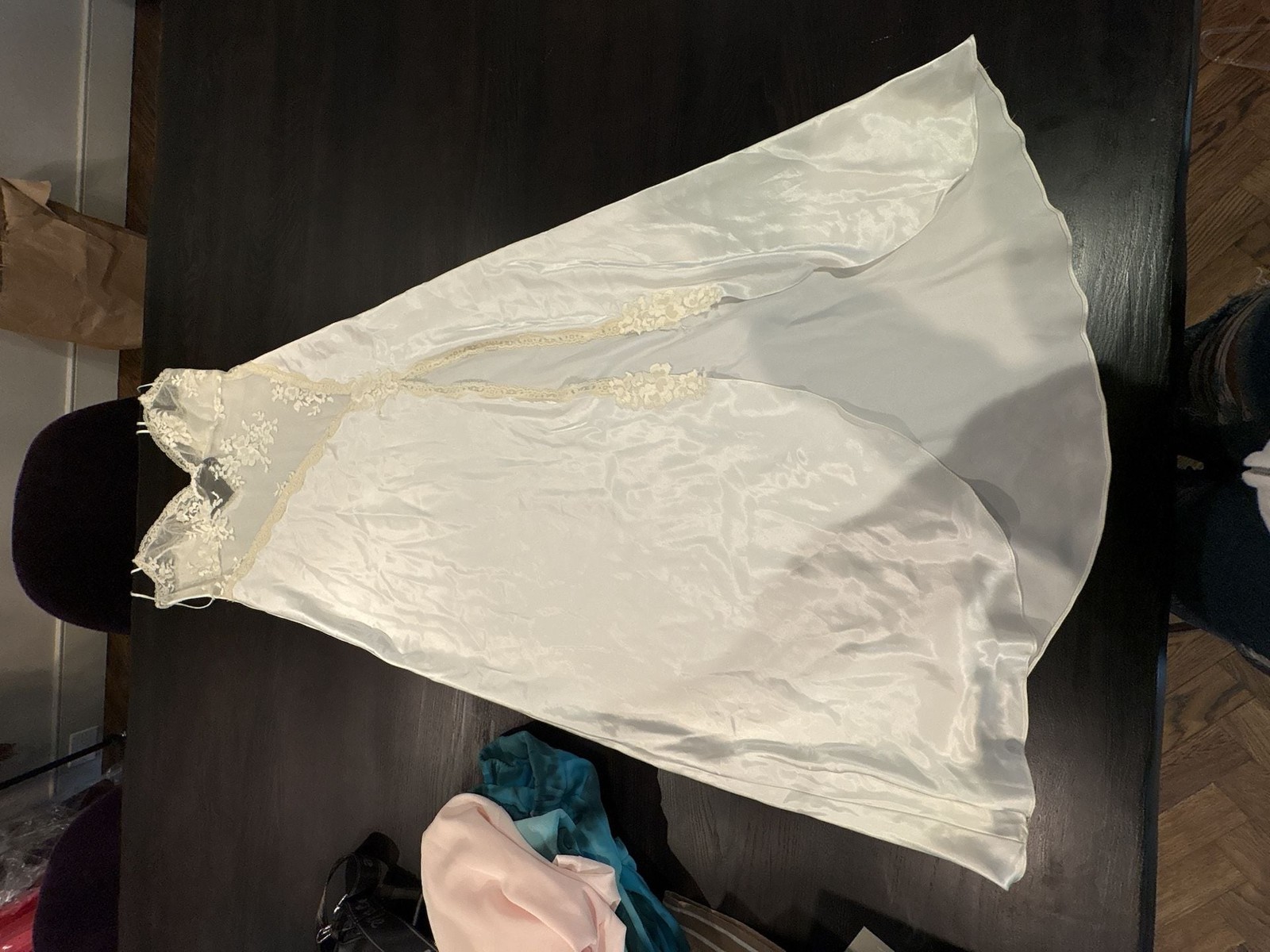 Vintage Jon Quil Samandi Ivory Satin and Lace Chemise bridal Nightgown size S