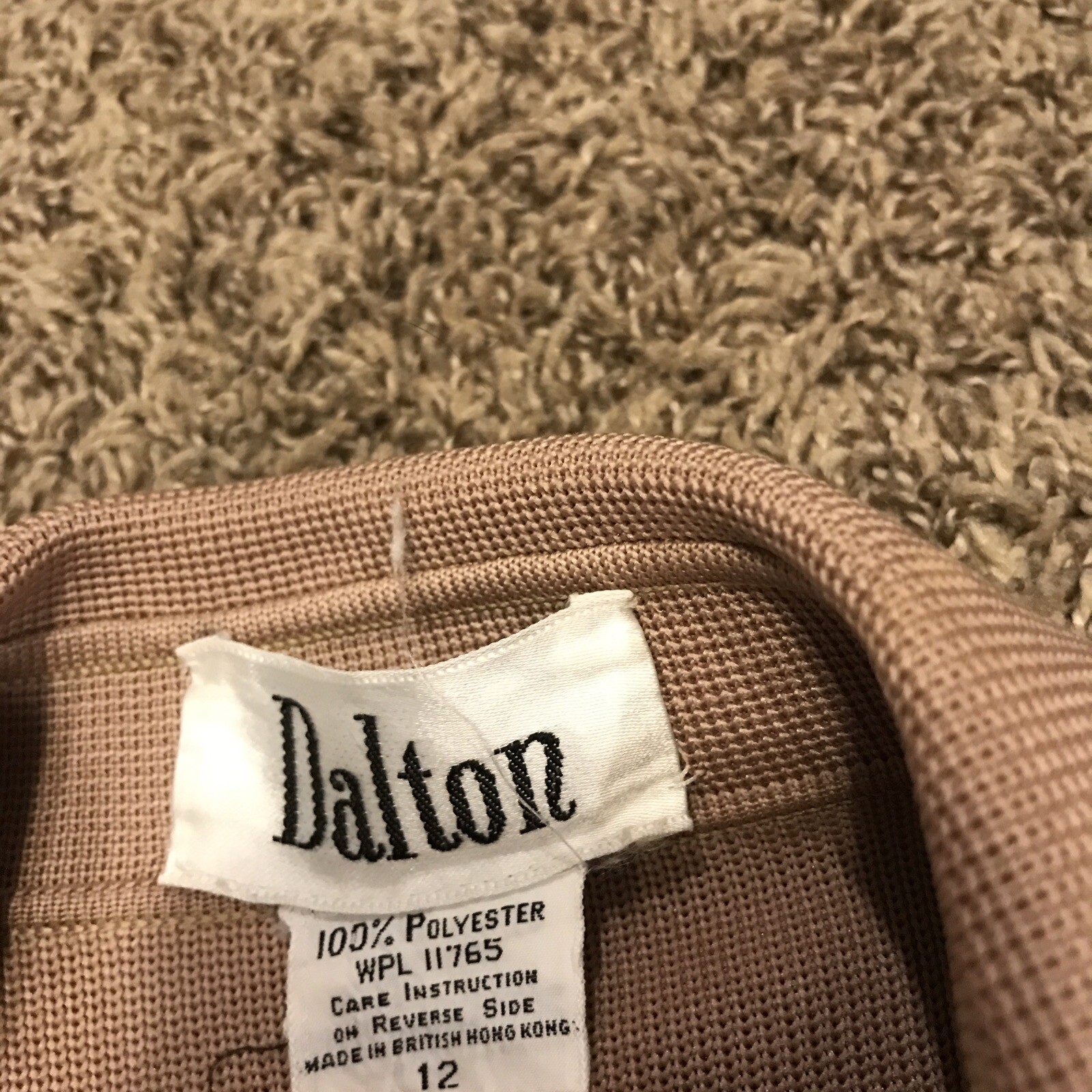 VINTAGE 70s DALTON Polyester CARDIGAN Beige Hong Kong Size 12 A33