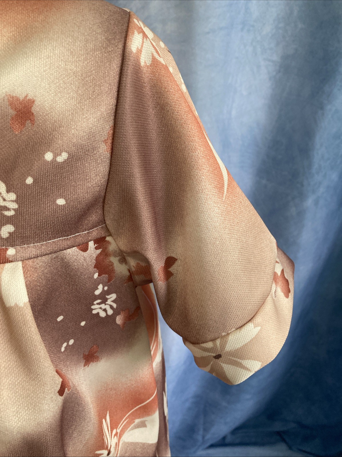 VTG 1970s Spoolworks Peach Floral Smock Tunic Shirt Utility Pockets S USA Retro