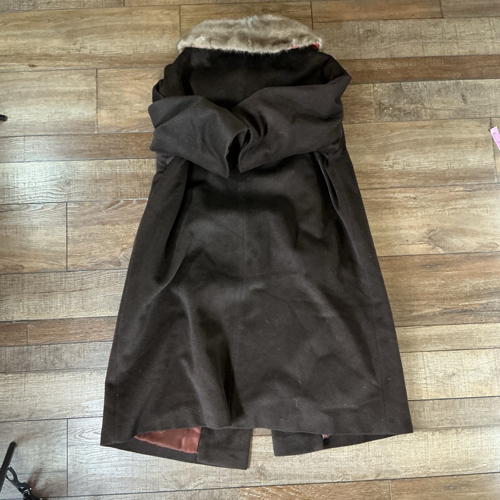 60s VTG Furlane Worumbo Wool Coat Faux Fur Collar Brown Women’s XL USA #141125