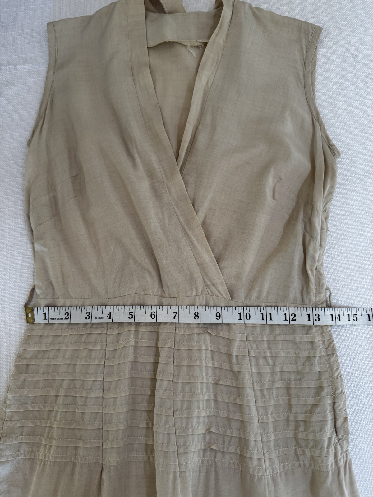 Vintage 1940’s Cream Silk Day Dress Pintuck Waist Midi Classic Elegance 6