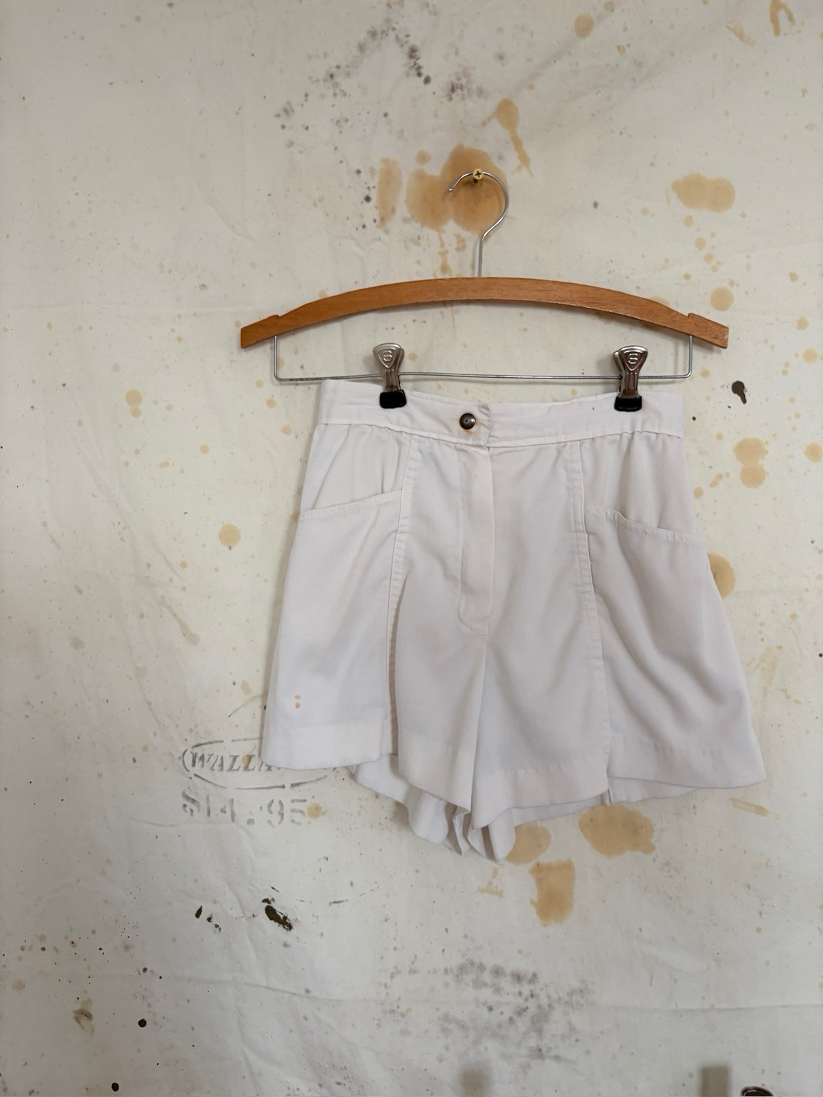 1970s Court Casuals High Waist White Tennis Skort Shorts Stretch Twill Patina 24