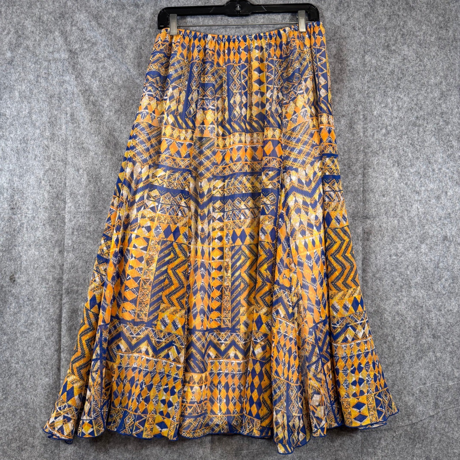 Vtg Geo Print Midi Skirt Womens 18W Traditional India Tribal Circle Art Festival