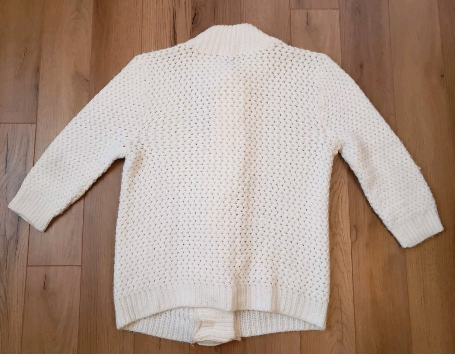 Womens Vintage 50s White Cardigan 100% Turbo Orlon Acrylic by Sheridan 3/4 Slv