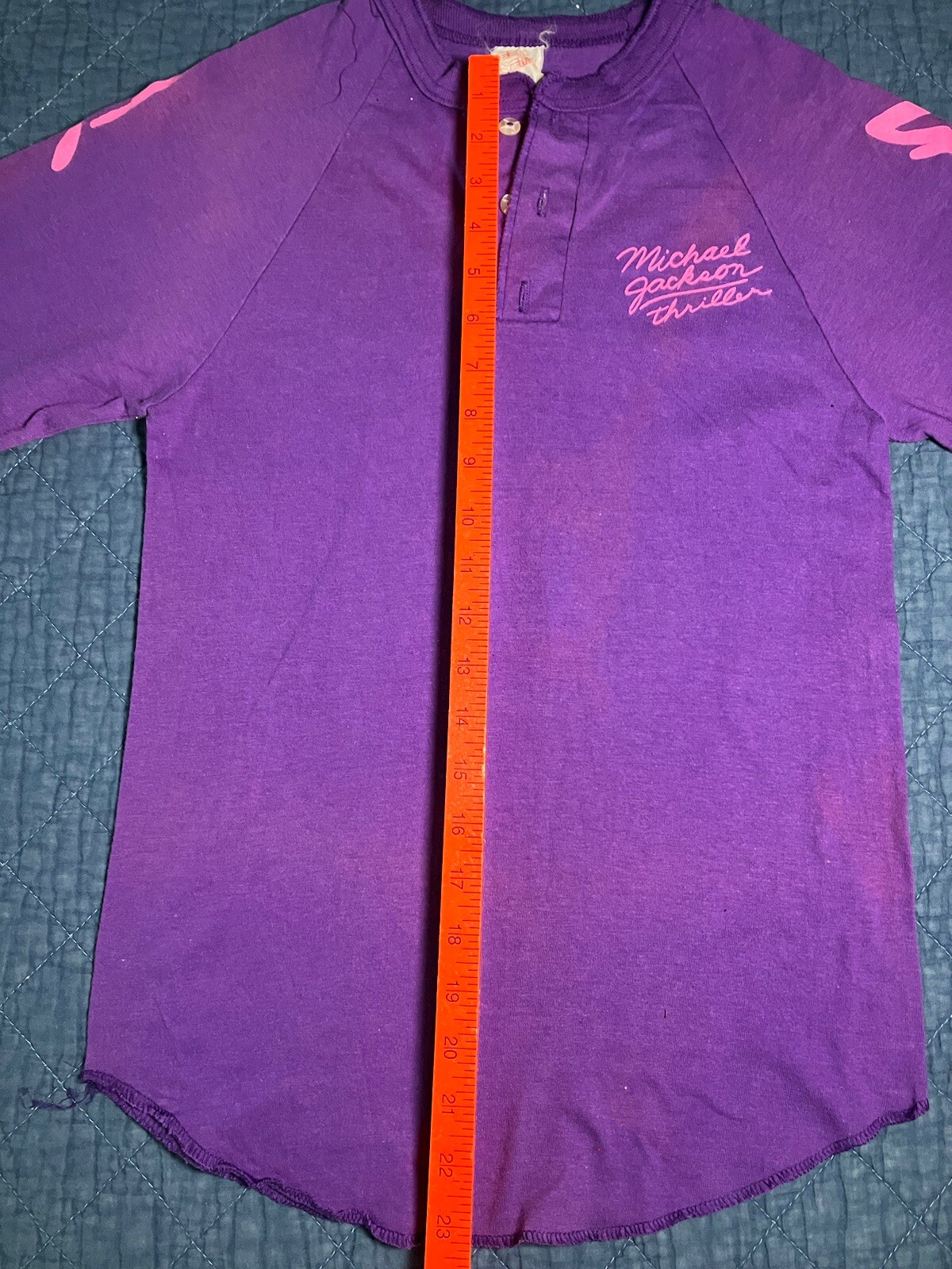 VTG Purple Michael Jackson Thriller Graphic Fast Ball Tee Shirt Womens Small Art