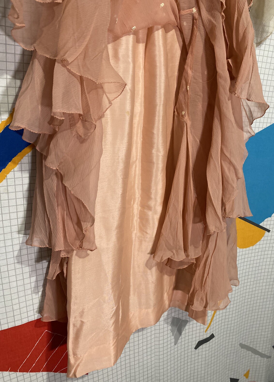 Vintage 20s Silk Flapper Dress Art Deco Drop Waist Asymmetrical Polka Dot Crepe