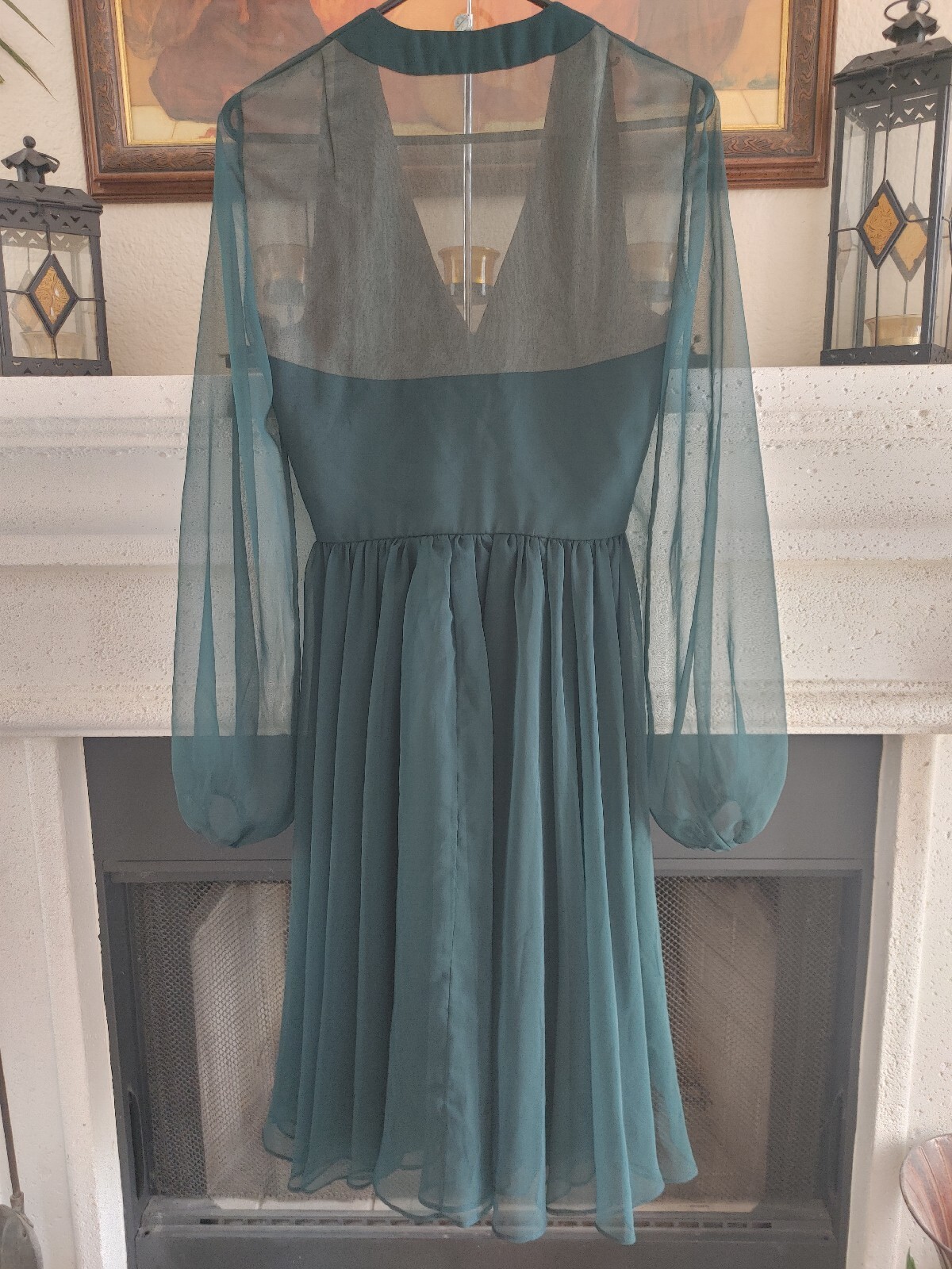 1960’s Vintage Kiki Hart New York Cocktail Dress In Dark Emerald Green Size XS/S