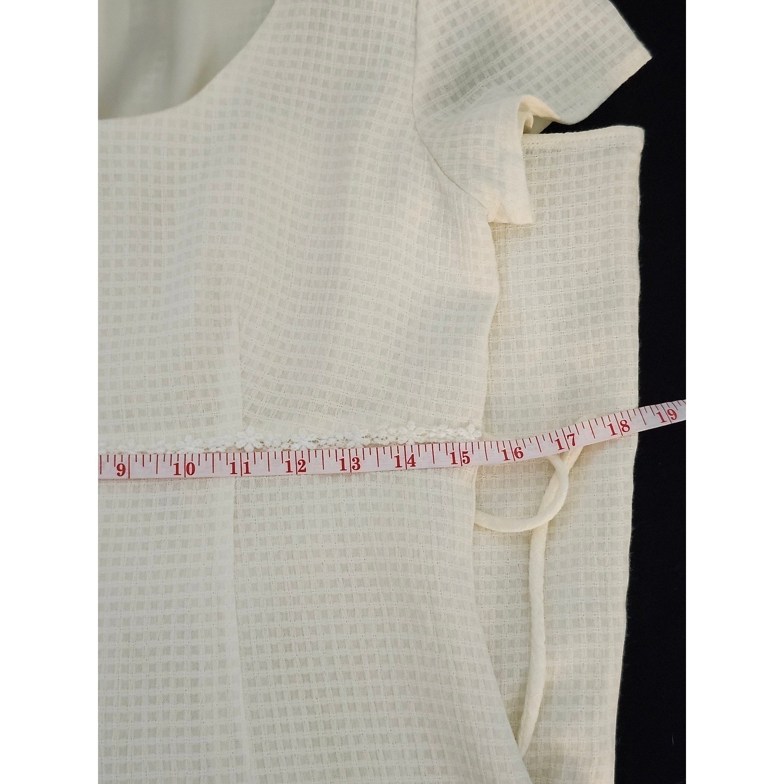 Vtg 90s Y2K A-List by Wrapper Dress Junior 9/10 Fits Small Cream Waffle Knit Mod