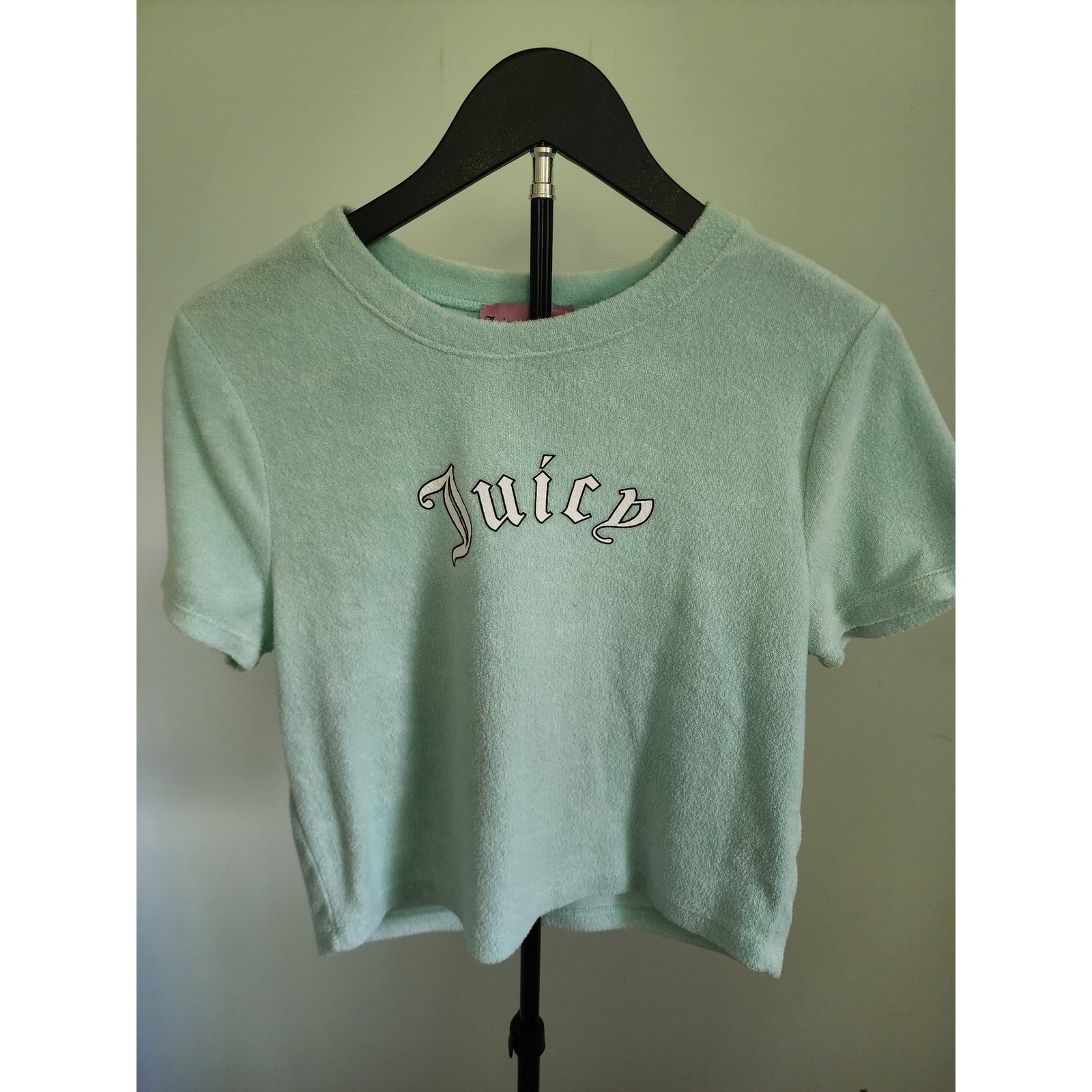 Juicy Couture Forever 21 Terry Cloth Crop Top Mint Green XL Y2K Gothic Logo