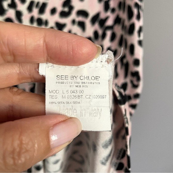 See by Chloe Pink Leopard Print Silk Jersey Asymmetric Dress – 6 🇮🇹