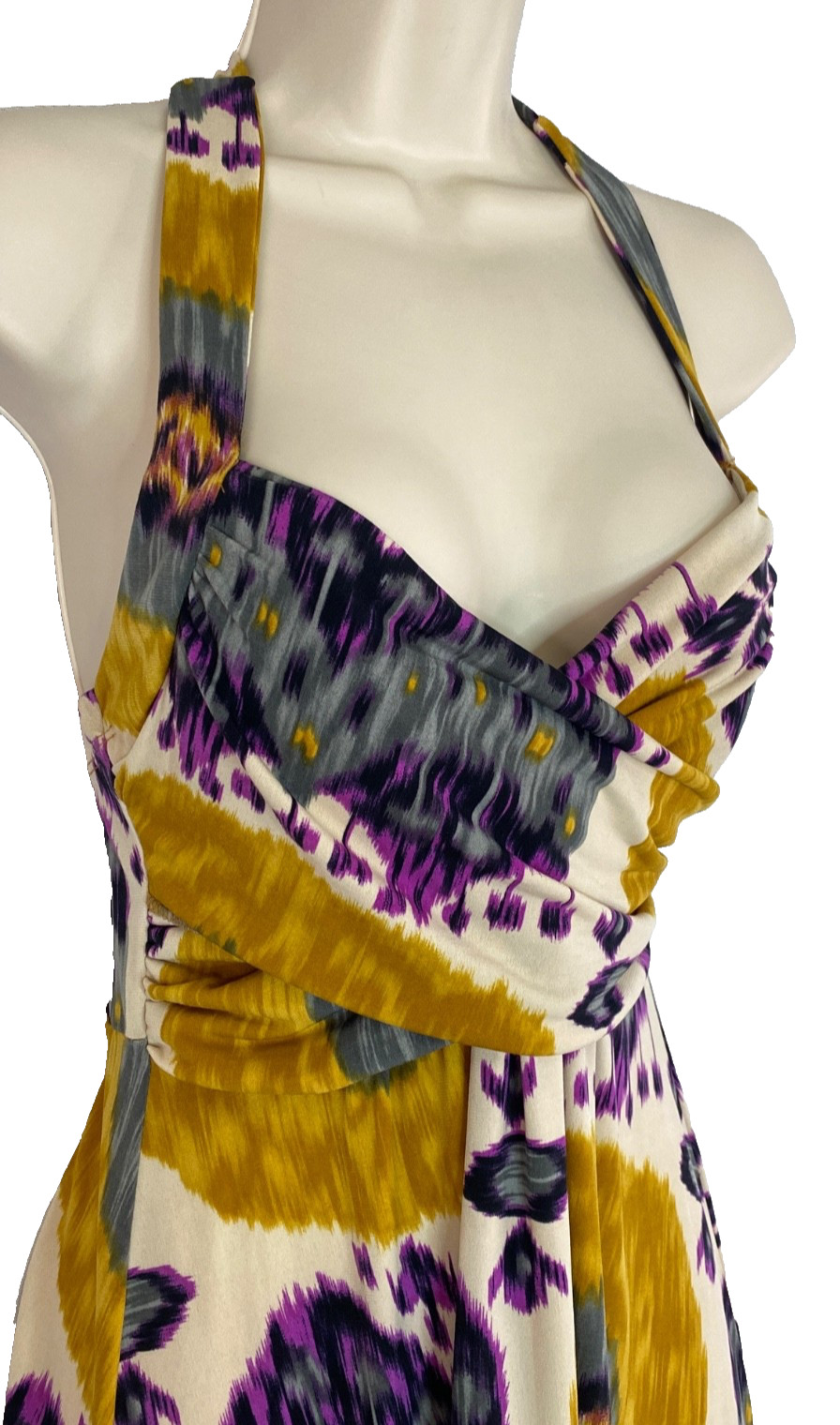 Vintage Y2K 2000s RUBY ROX halter dress S yellow purple short sleeveless stretch