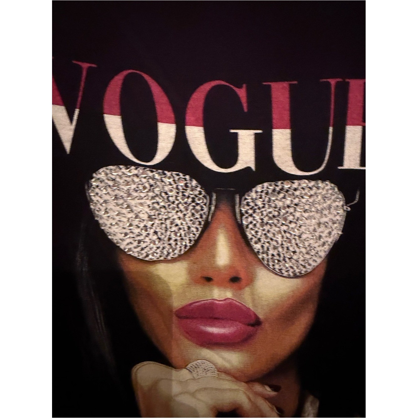 french pastry Black 'Vogue’ Graphic Puff-Sleeve Tee NWT Size LG