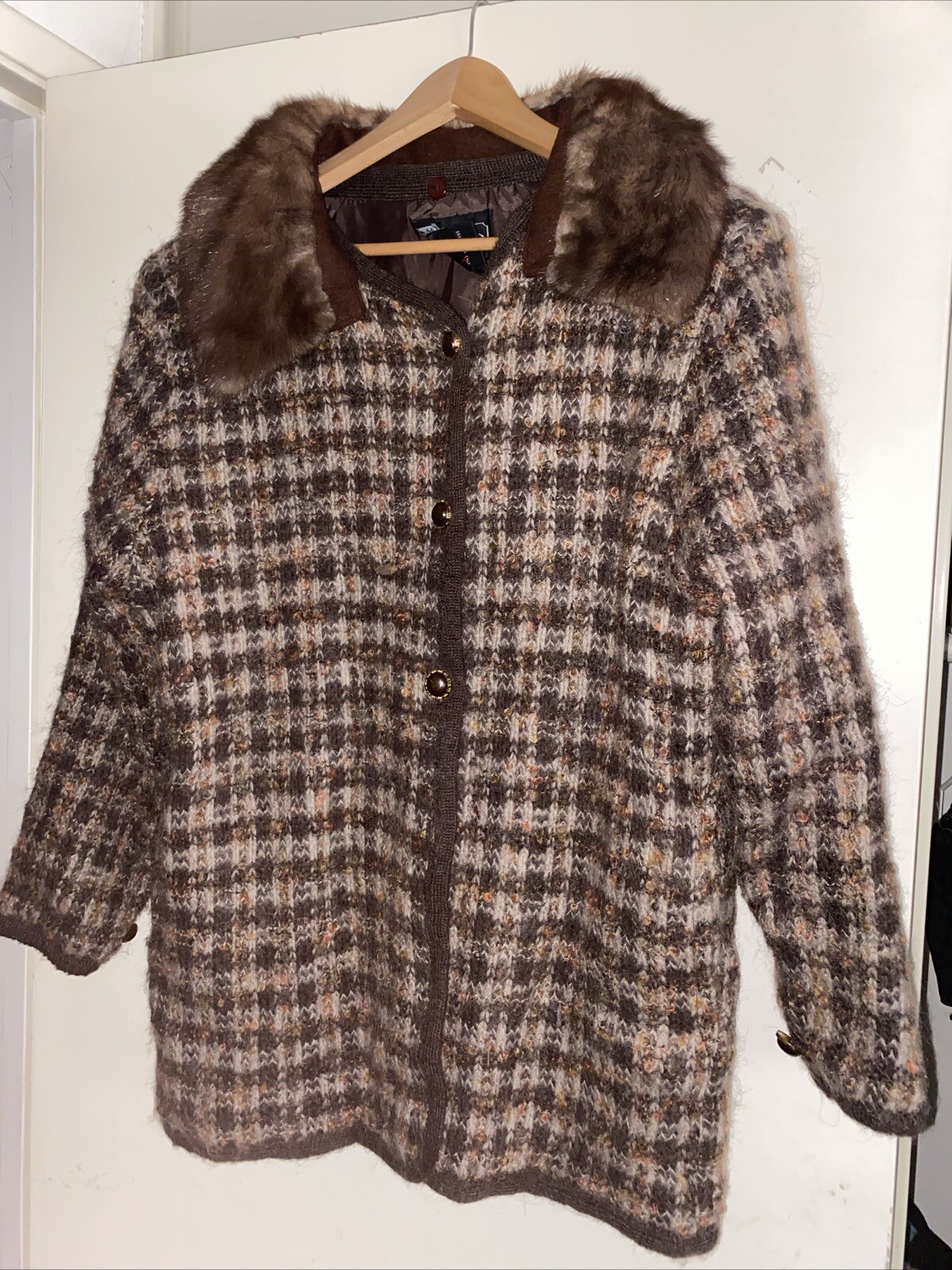 rochelle Of California Mohair Blend Plaid 80s Jacket Women Small Vintage Tweed