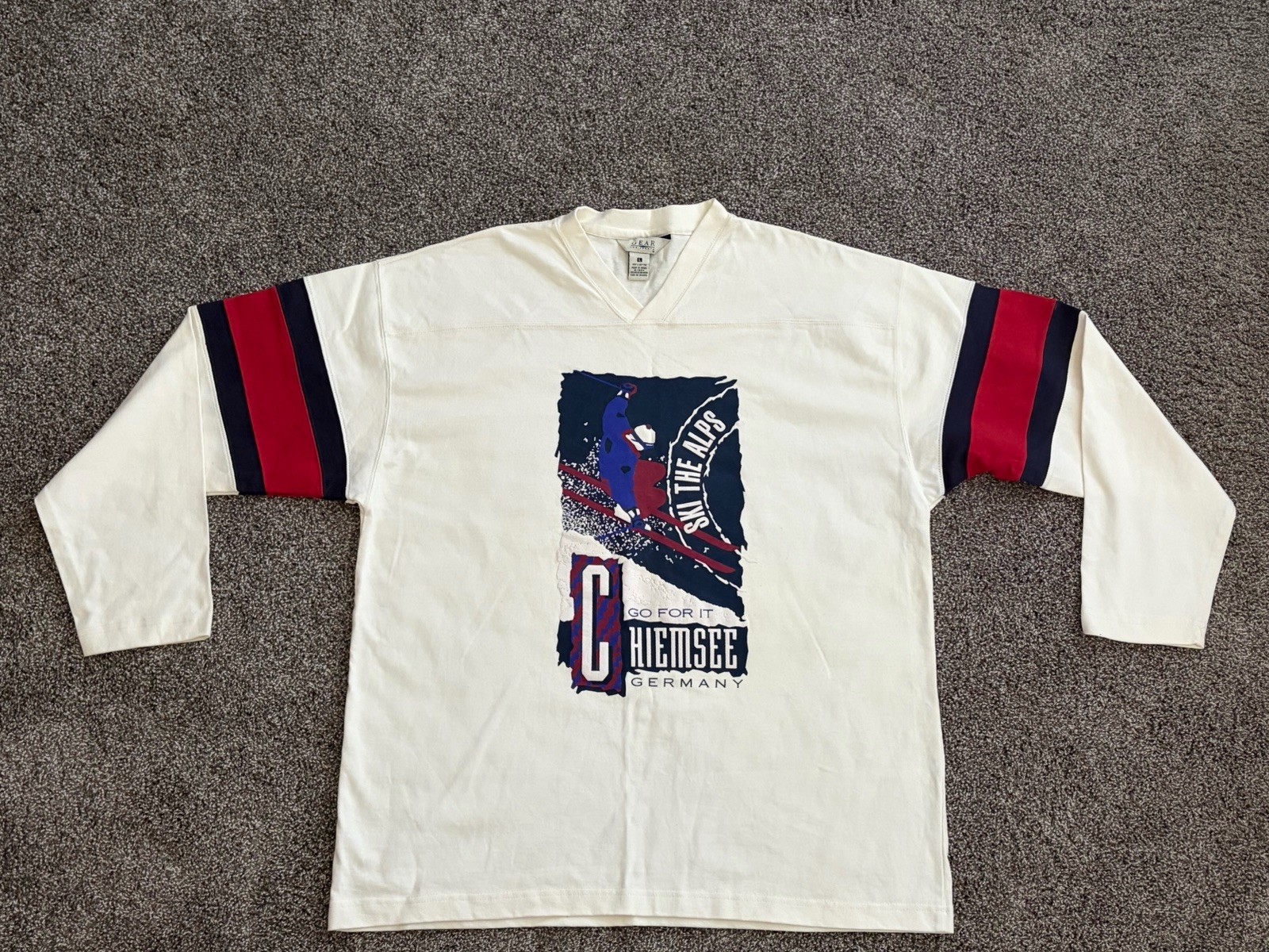 Vintage Gear For Sports Ski The Alps Chiemsee Germany GO FOR IT Tshirt Sz L ￼