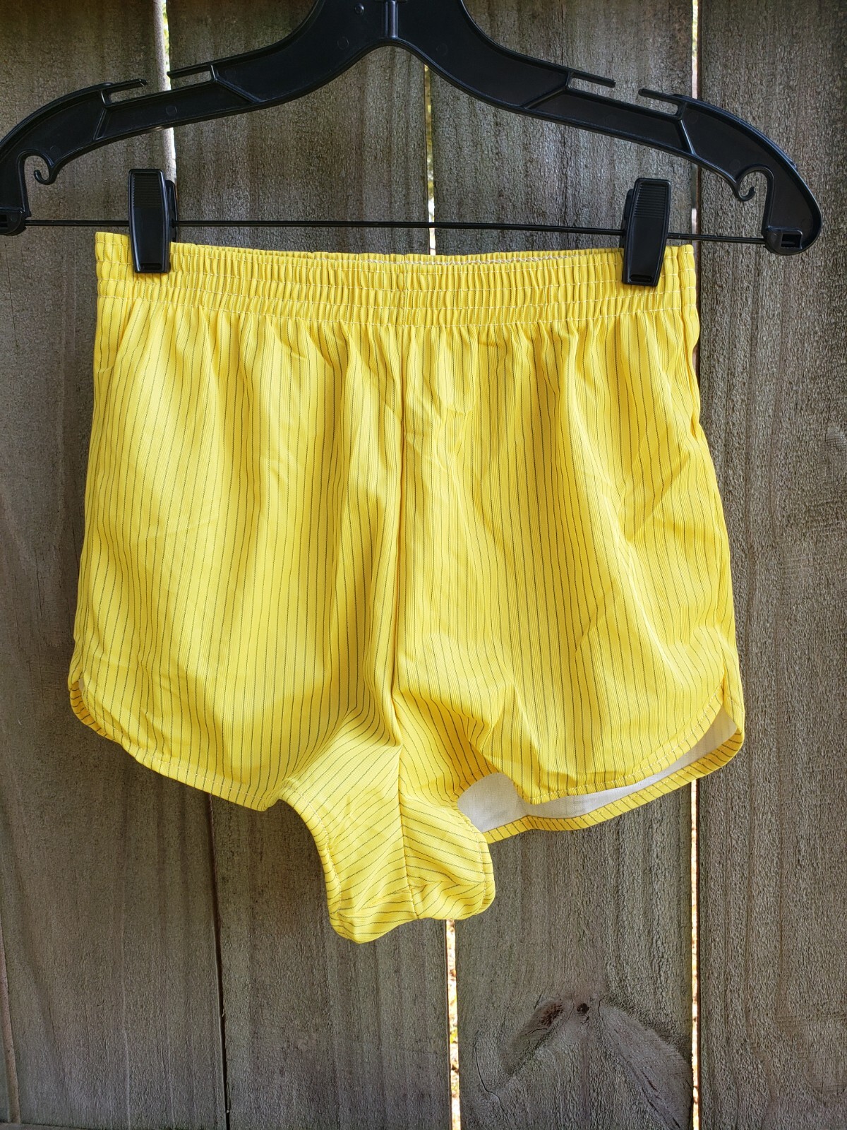 NEW VTG 80s Yellow Stripe Nylon Shorts Sz M Roller Skate Costume Unbranded USA