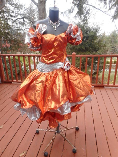 VINTAGE 1980s 80s prom dress TOTAL WILD CHILD METALLIC S rare piece