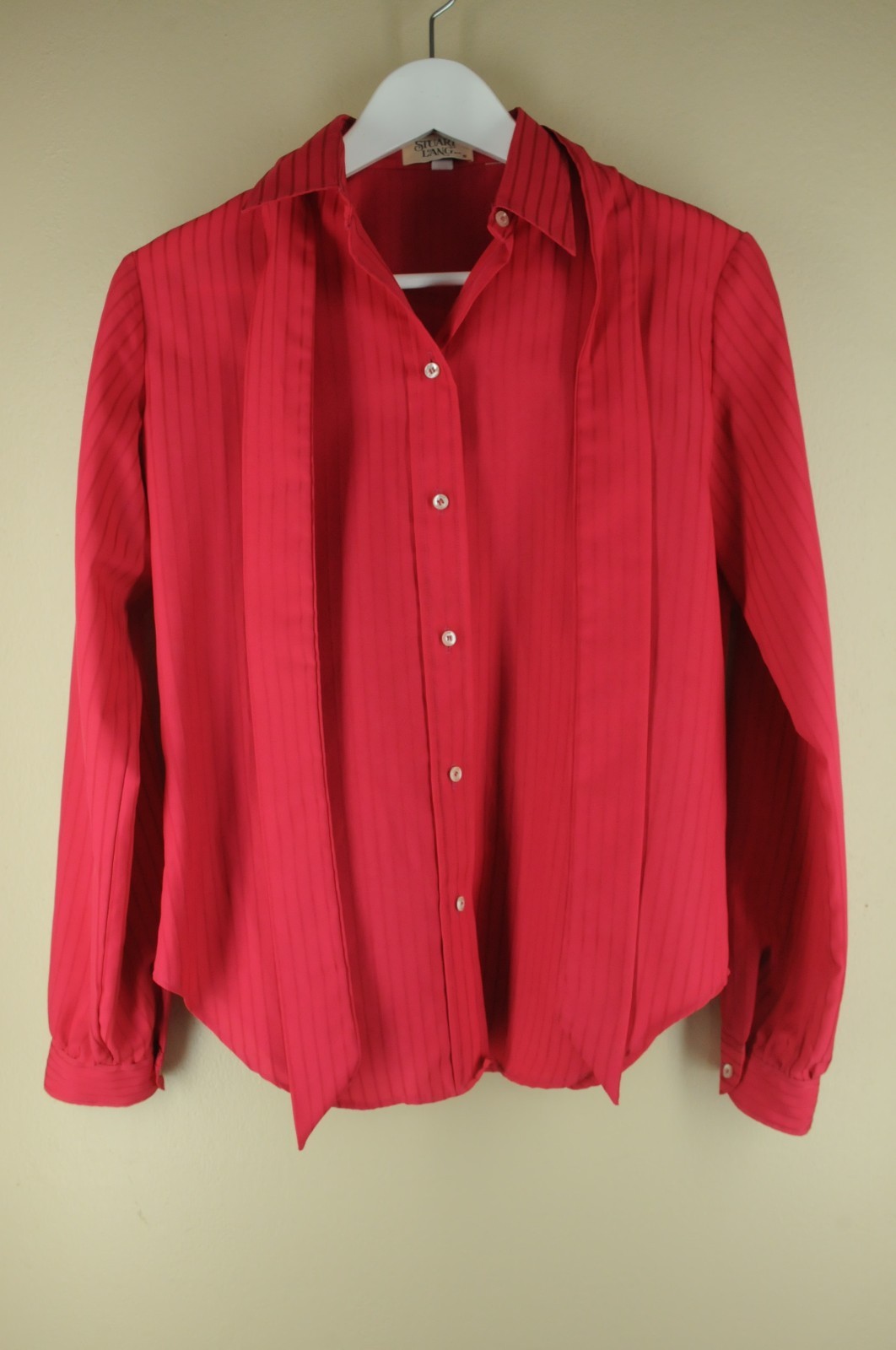 Vintage Stuart Lang Women’s Fusia Striped 70’s 80’s Blouse Shirt M Medium