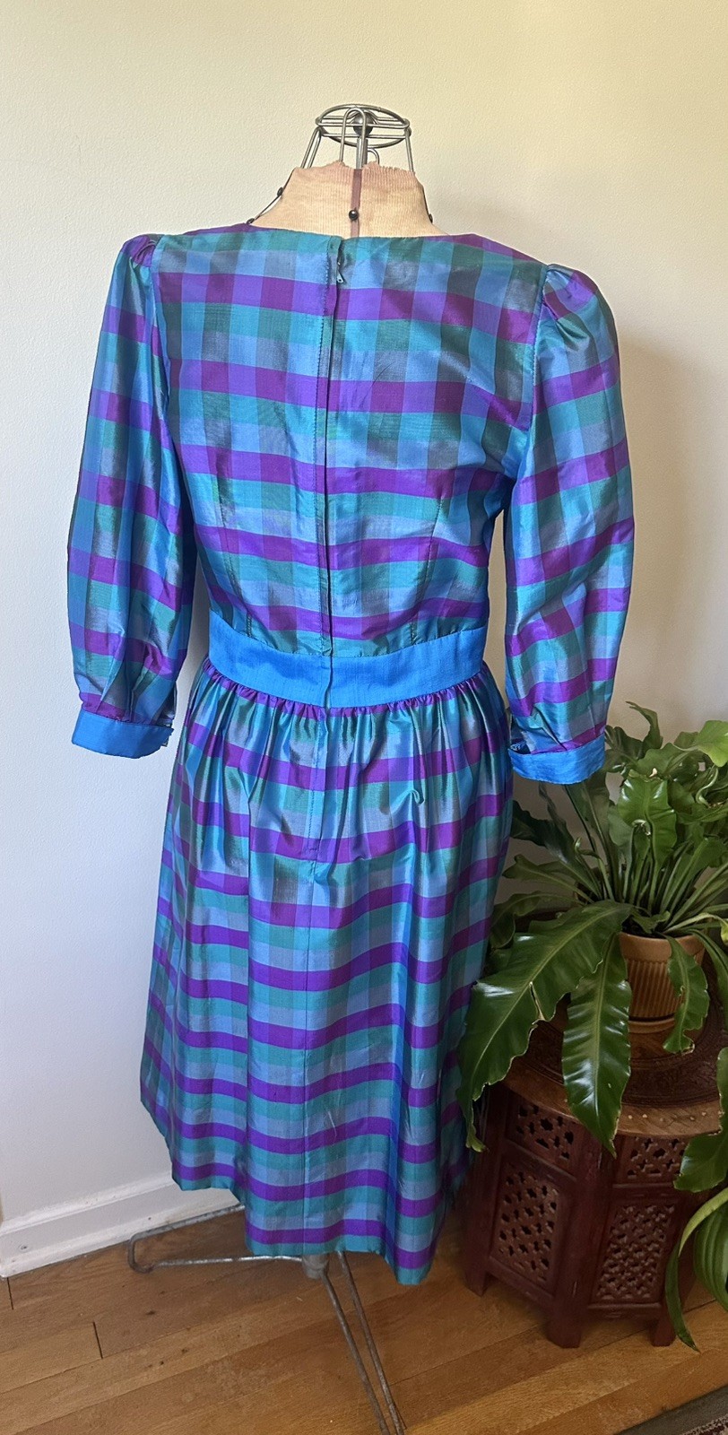 Vintage 60’s Gingham Thai Silk Dress