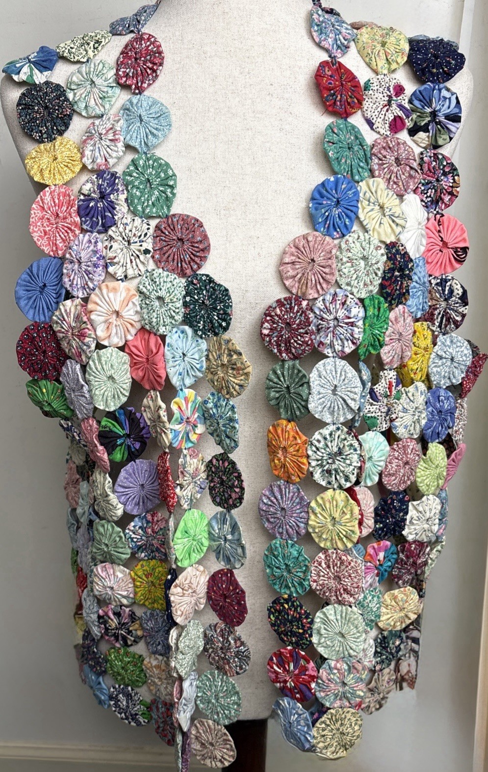 Vintage Handmade Yoyo Penny Quilt Vest One Size Cottagecore