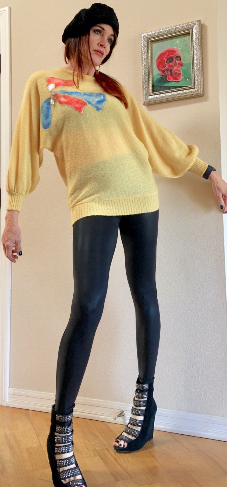 Vtg 80s Oversized Draped Dolman Batwing Sleeve Artsy Avant-garde Knit Sweater M