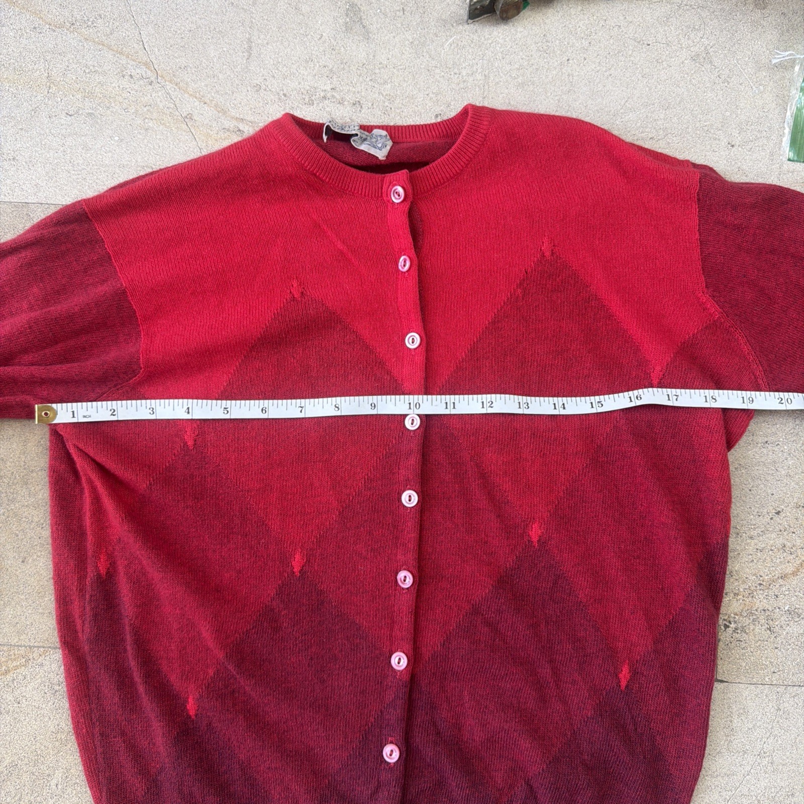Vintage 1950s Ballantyne Scotland 100% Cashmere Cardigan Sweater Bond Street Red