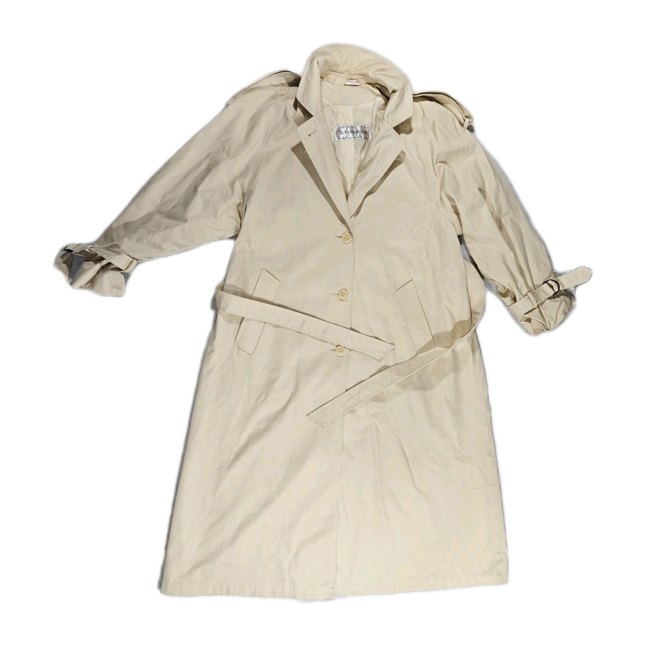 Vintage Evan-Picone Women’s Trench Coat Long Overcoat Belted Beige Made in…
