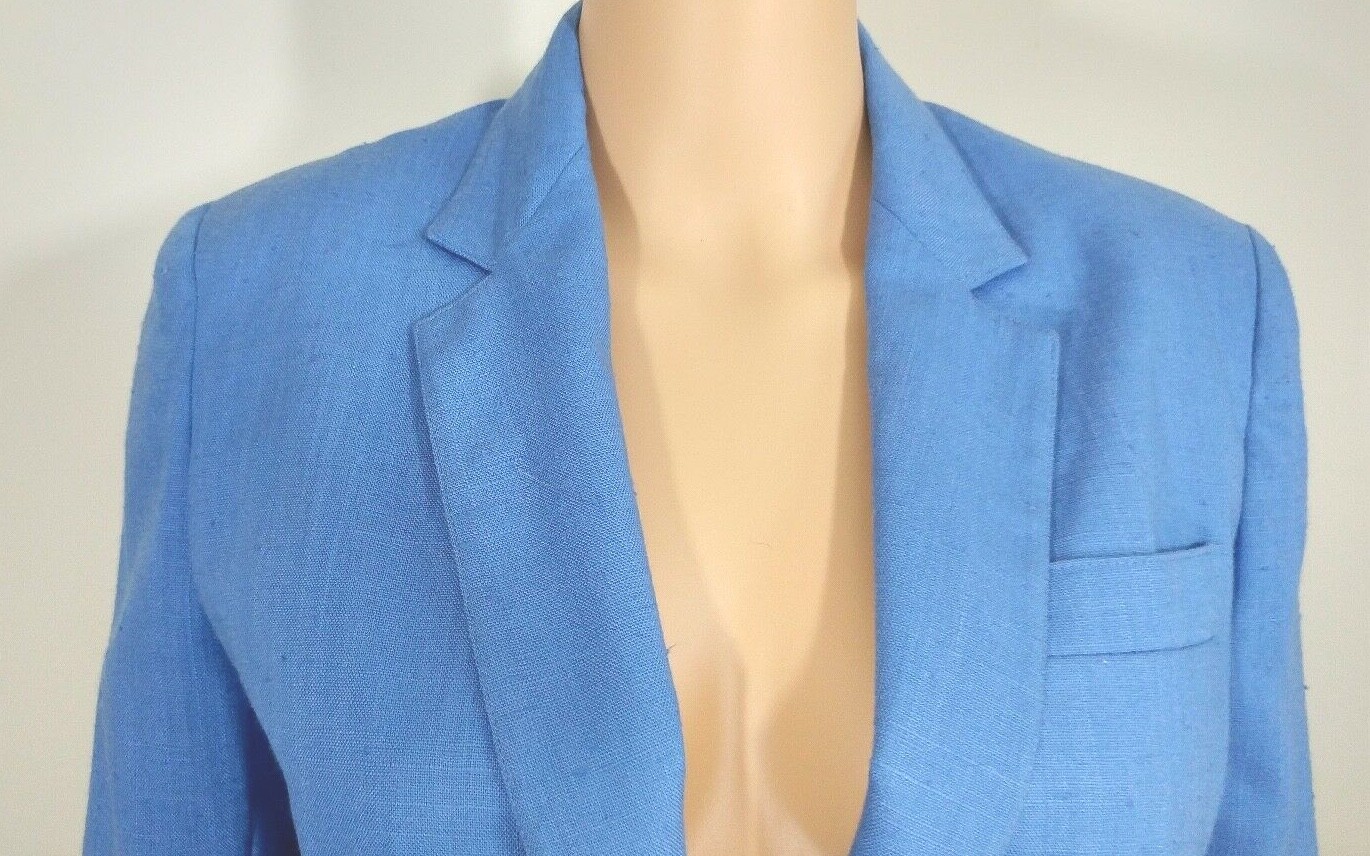 Vintage 1980s Prophecy One-Button Blazer, French Blue Linen-Like, Fully Lined, 8