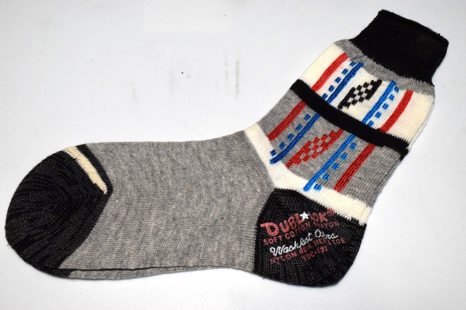 Argyle Socks VTG King James 40s 50s Gray Black Red Checker Argyle 6 x 6 Boys 7.5