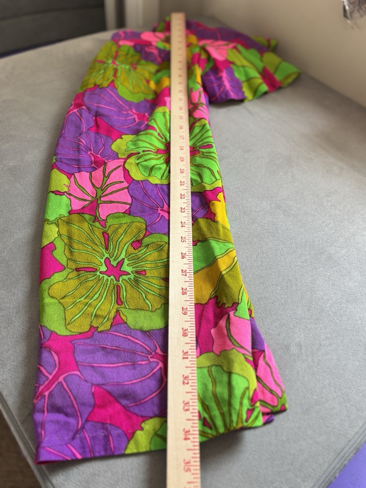 Vtg 60’s Handmade Mod Shift Dress Psychedelic Floral Flutter Sleeve Resort House