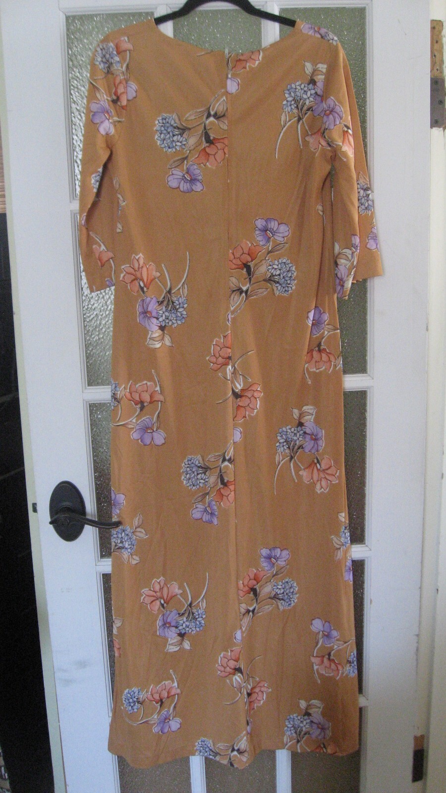 Vintage 70s Peach Floral Long Maxi Dress Hippie Boho Festival Garden Wedding M
