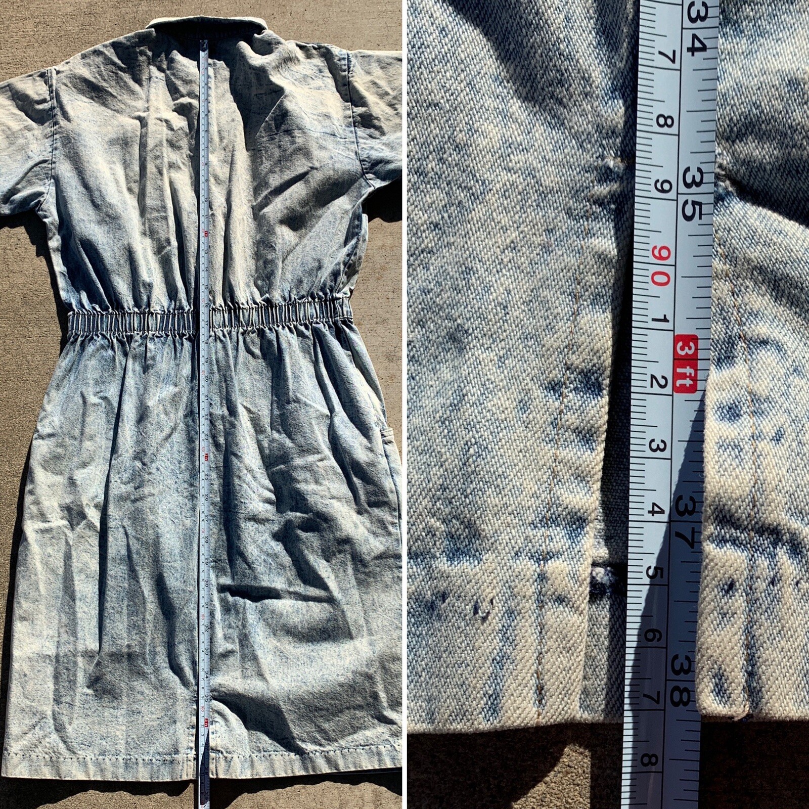 Vintage Ideas Acid Wash Denim Dress With Pockets Medium 80s 90s 1980s