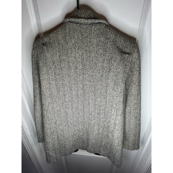 Vintage Herman Kay Herringbone Twill Wool Grey Coat Sz Womens XL