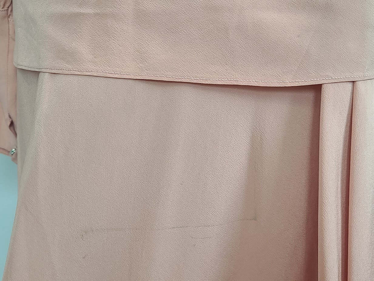 Vintage 1940s Pink Dress Beading on Sleeves Interesting Construction Adjustable