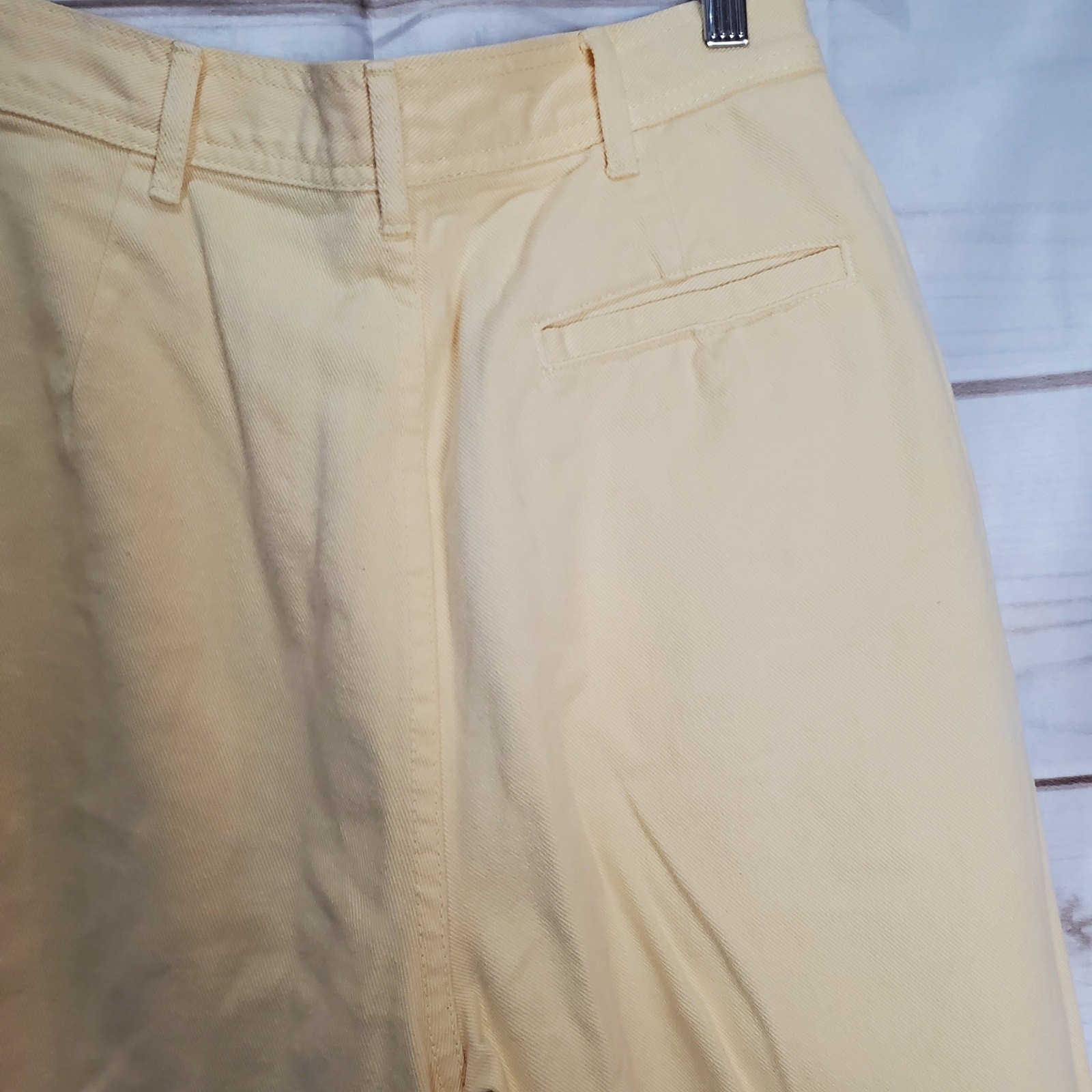 Vintage Karen Kane Denim Shorts Women Size 12 Yellow 80s High Rise Preppy Twee