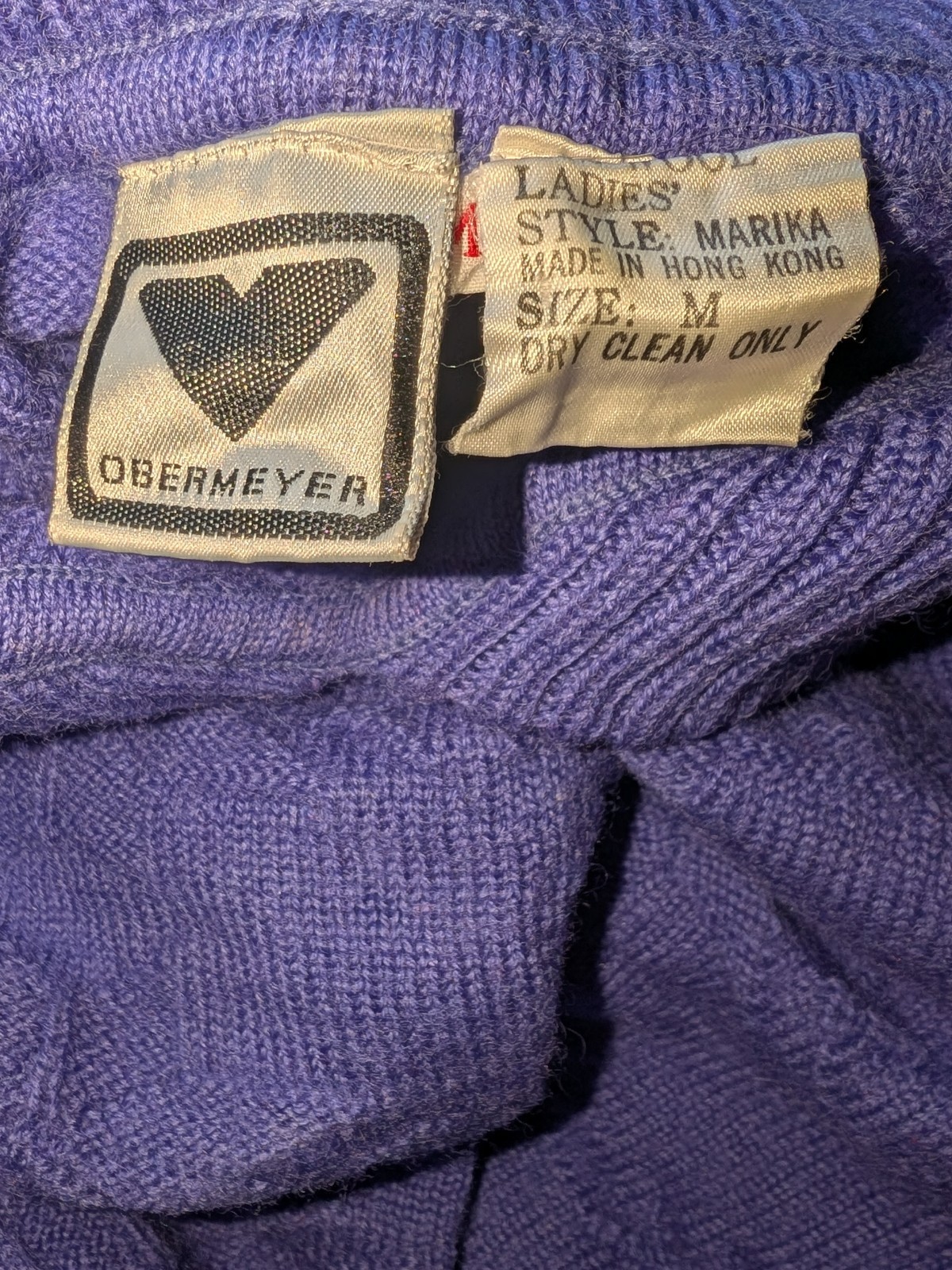 Vintage Obermeyer Sweater Womens Medium Wool Katia Snowflake Pattern Purple