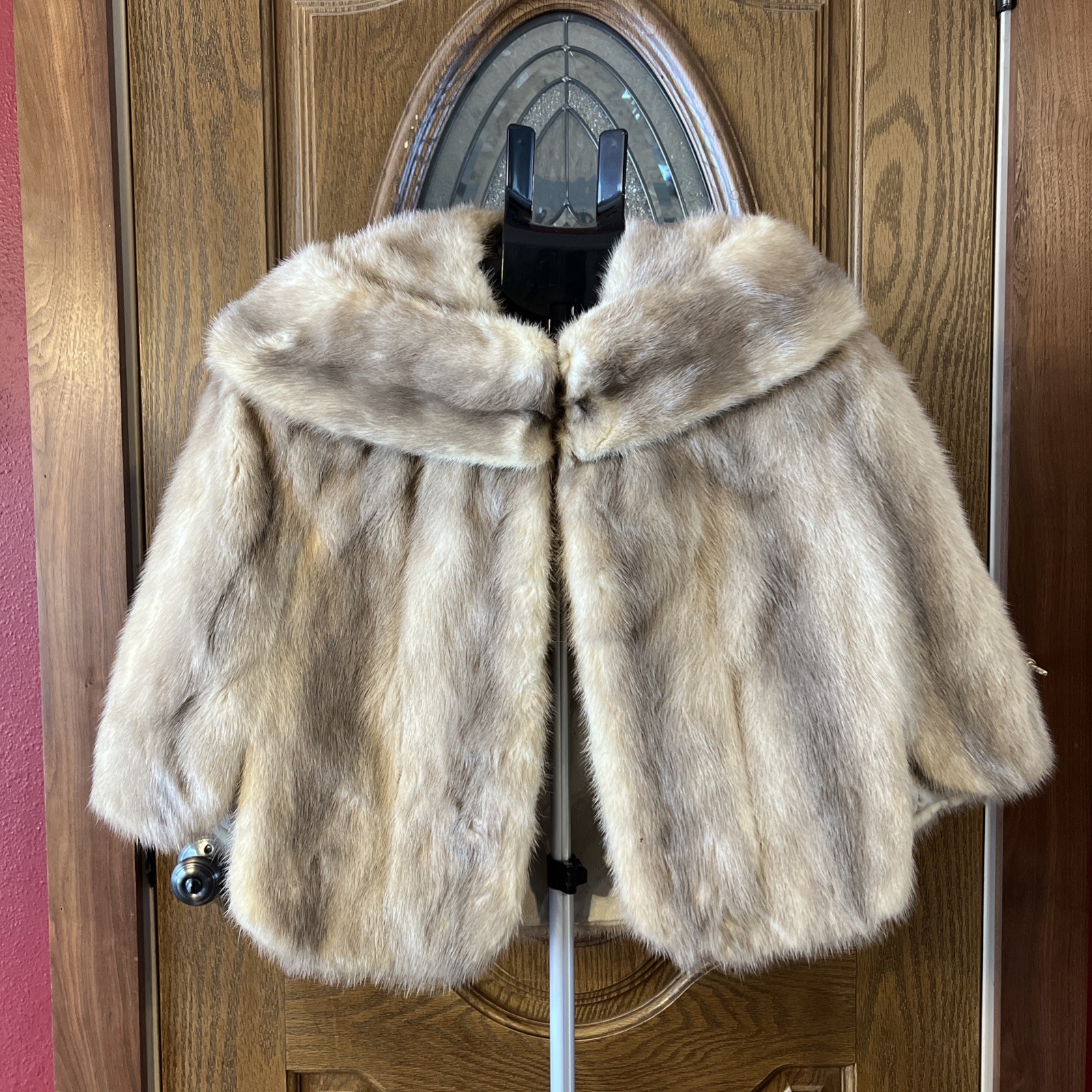 Vintage Mink Fur Cape Coat Jacket Blonde Honey Swing Style No Tag