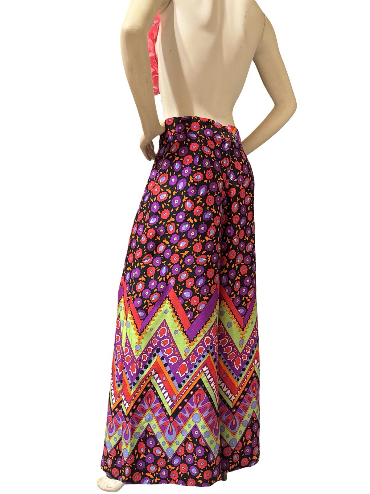 Vintage 70s Alex Colman Psychedelic Palazzo Pants, Wide Leg Ultra High Rise ￼