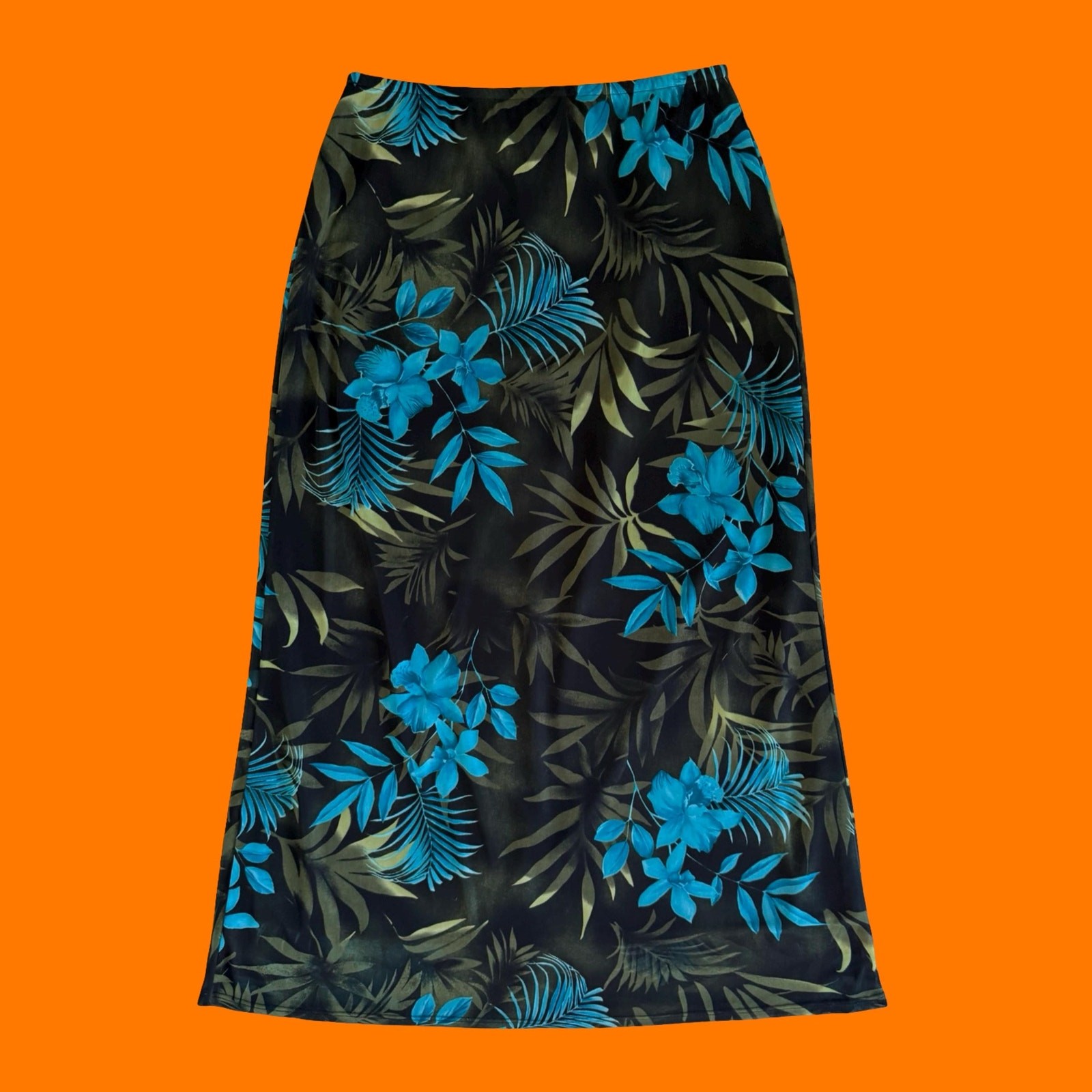 90’s 00’s vintage tropical floral mesh y2k maxi skirt LARGE
