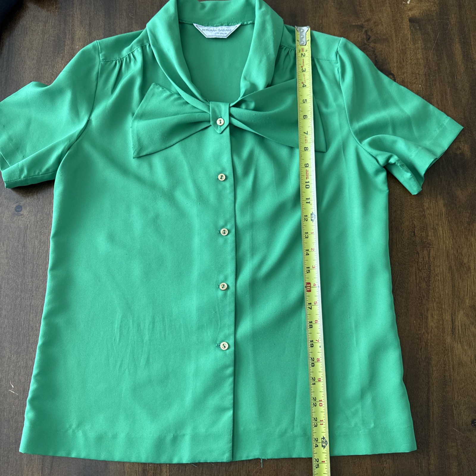 Donovan Galvani vintage green blouse 12 Retro Secretary Mod Academia Bow Front