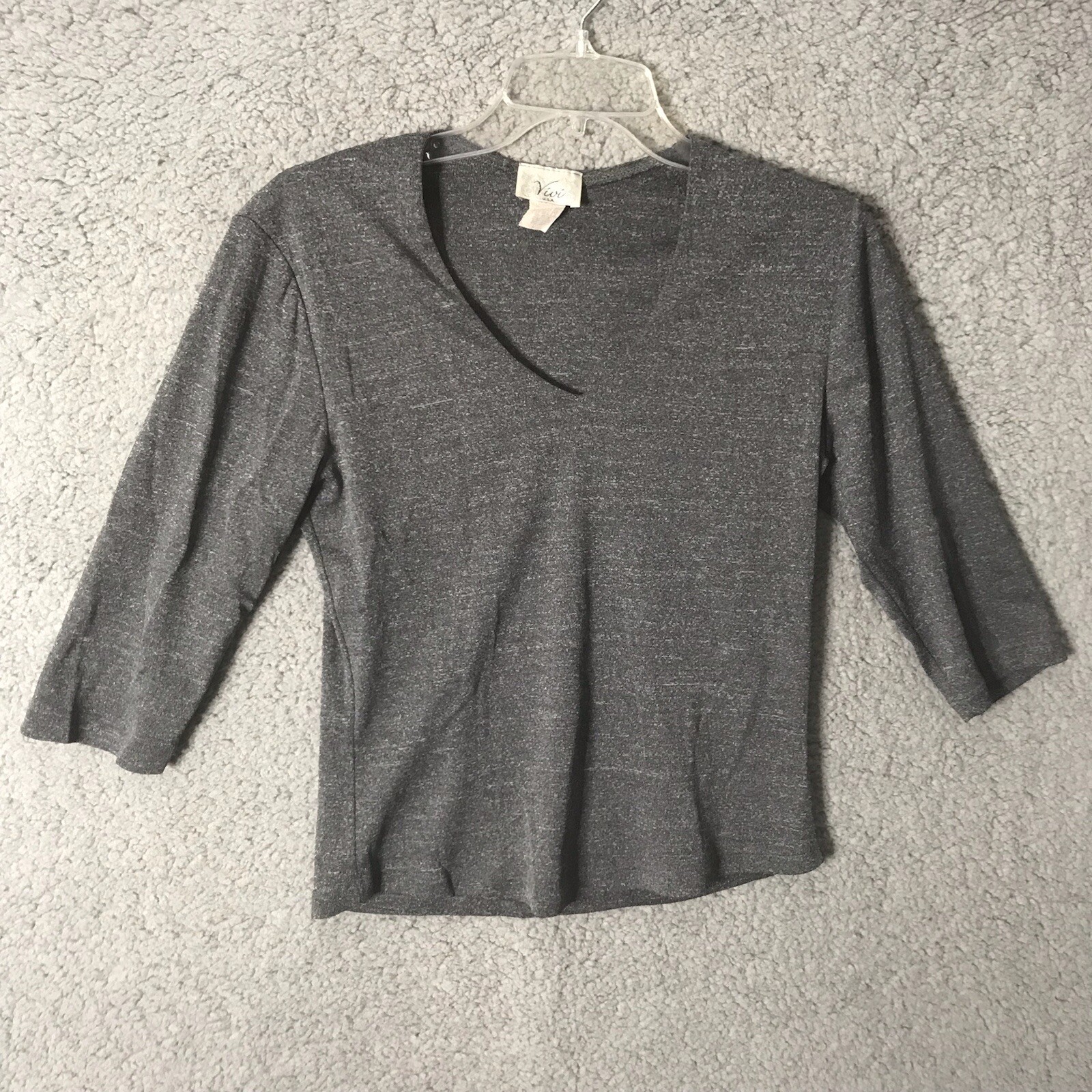 Vintage VIVI Polyester Lycra shirt Made in USA Top V Neck