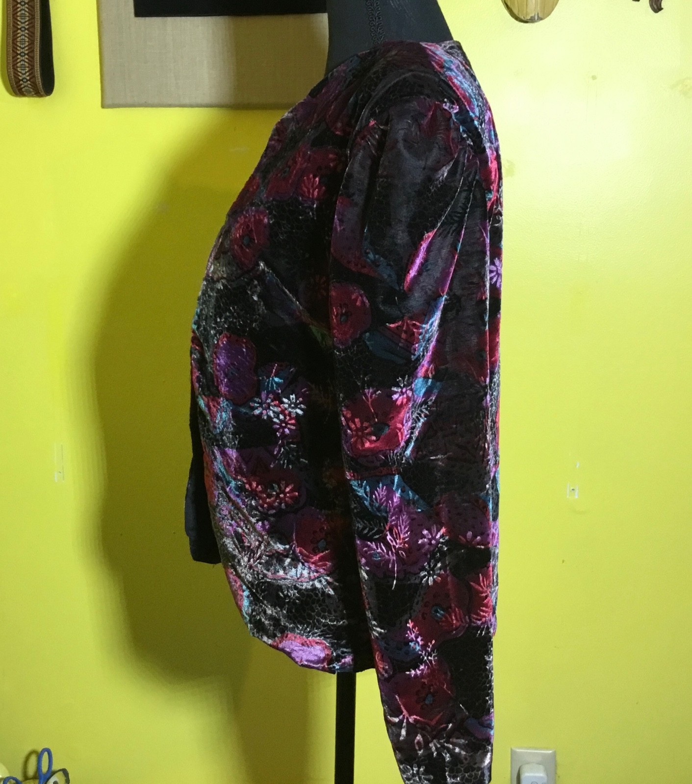 OOAK 1990s Handmade in USA velveteen Dress Formal Jacket w/Shoulder Pads Sm/Med