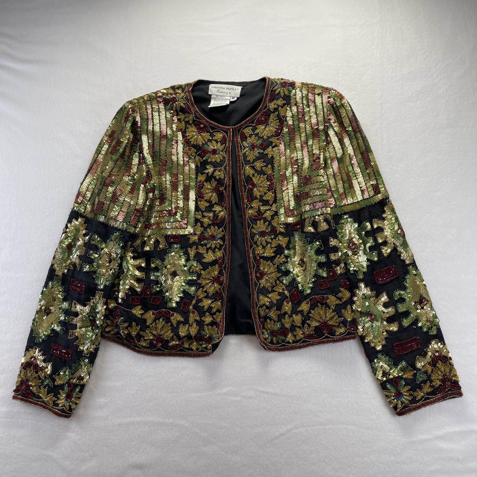 ADRIANNA PAPELL EVENING VINTAGE 1994 MULTI BEADED SEQUINS Jacket MEDIUM GORGEOUS