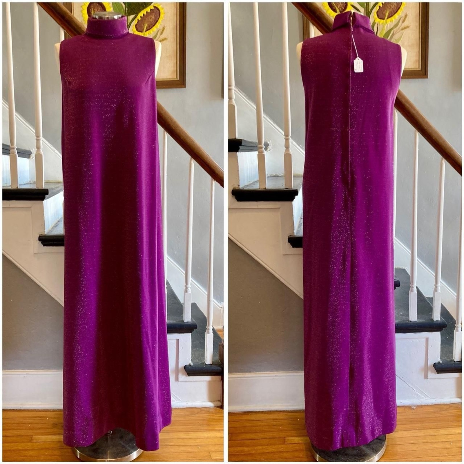 1970s Women’s Purple and Gold Dress