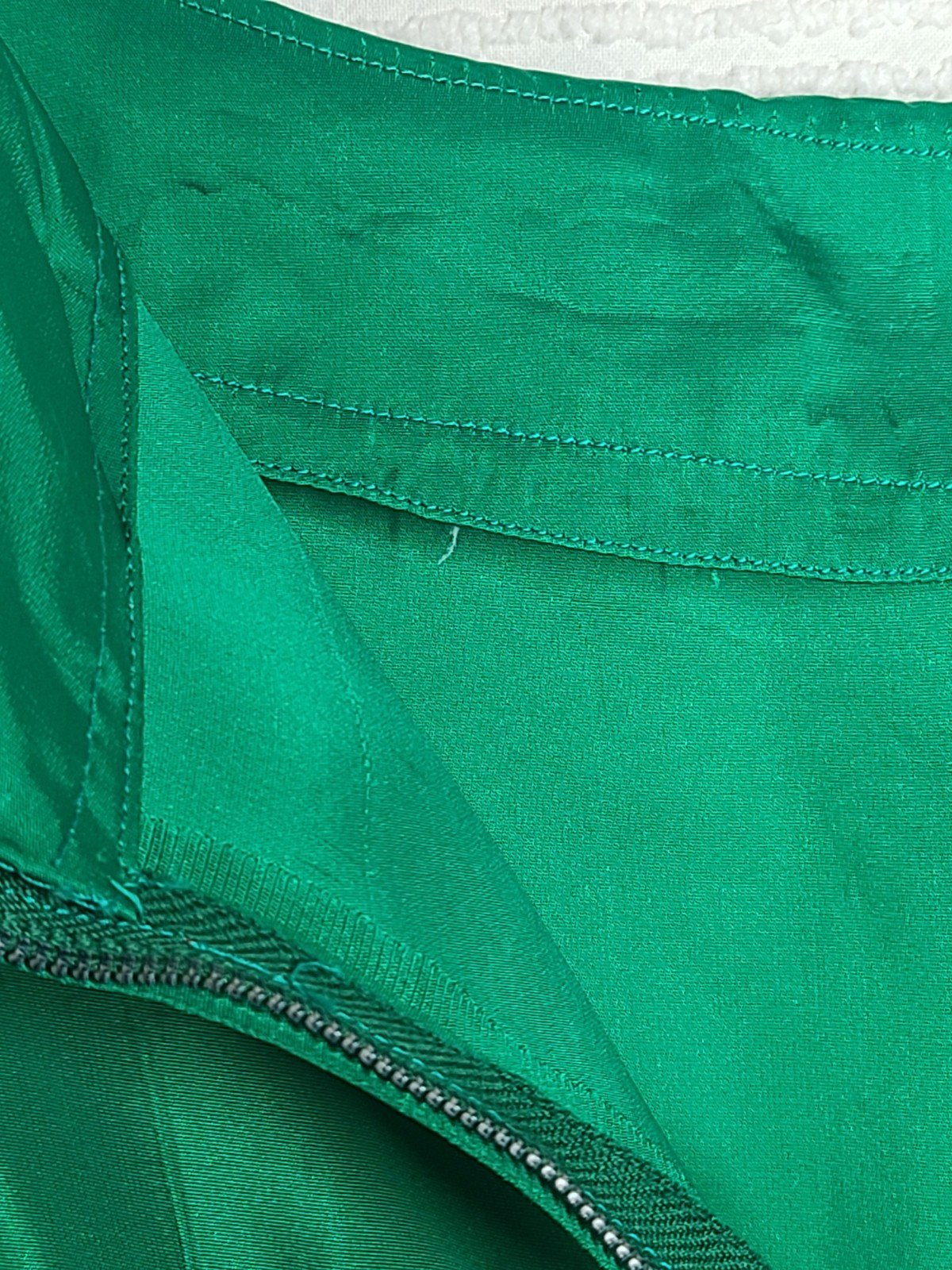 Vtg 60s Emerald Green Portrait Collar Dress Metal Zip Full Pleat Skirt Rayon 27w
