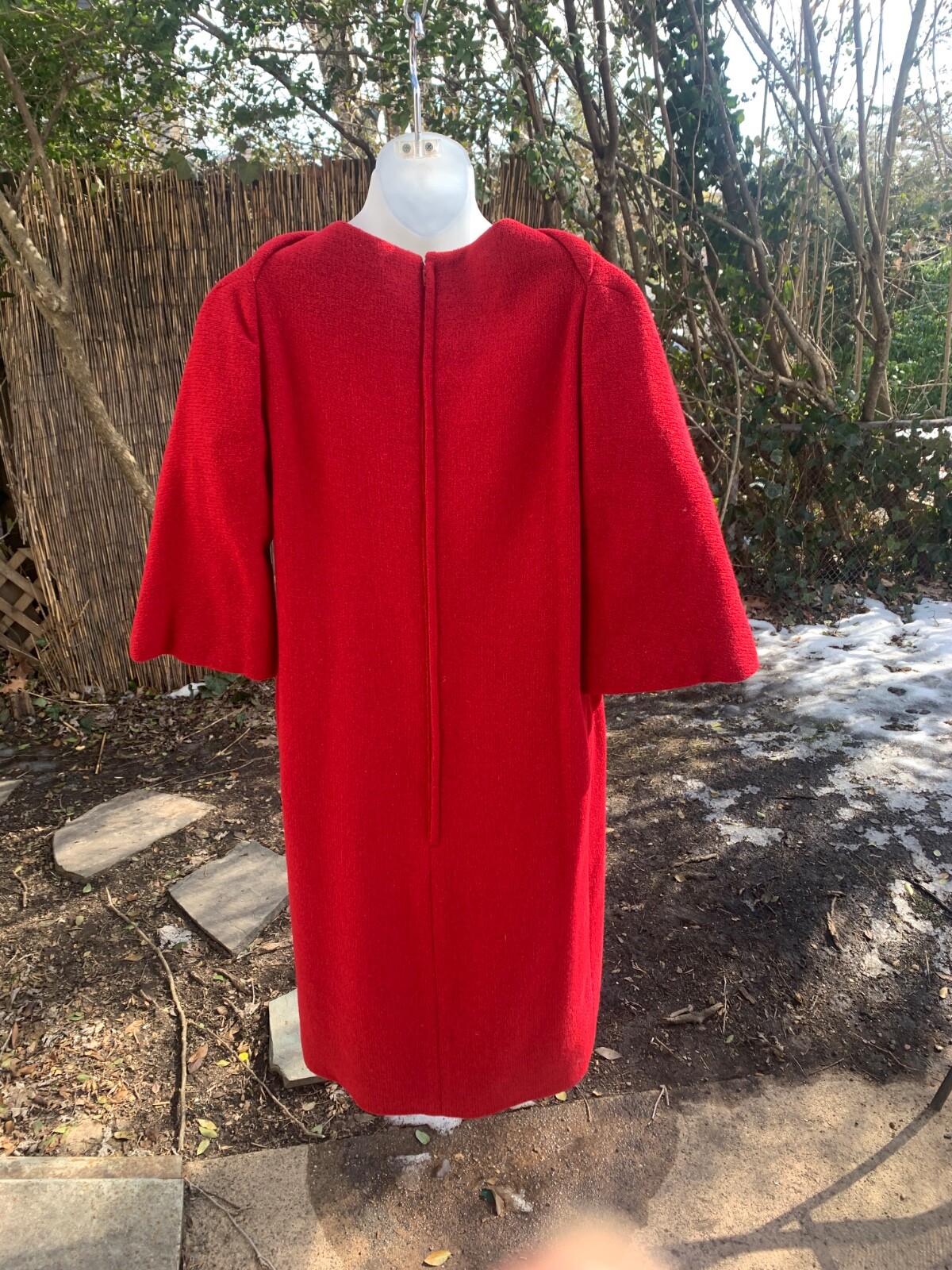 Vintage 1960s Designer Geoffrey Beene Bell Sleeve Red Wool Mod Dress