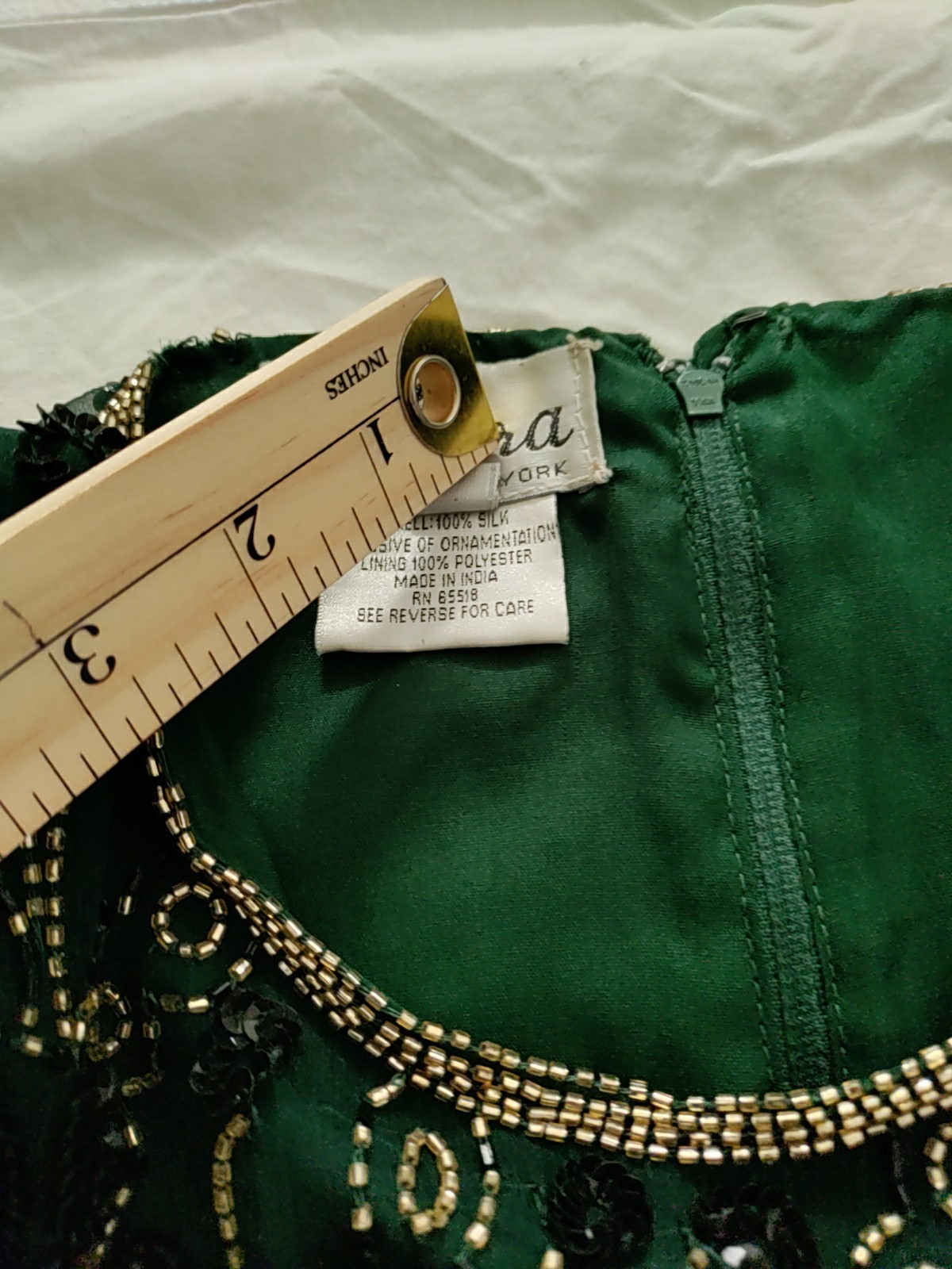 Vintage J Kara New York 100%Silk Sequin Green Size XXL