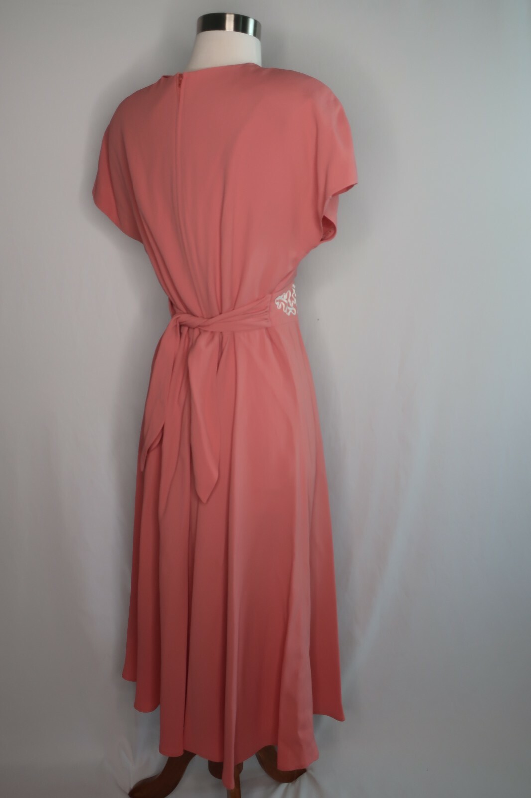 Donna Ricco Pink White Wrap Belted Evening Cocktail Dress Sz 10P USA Made